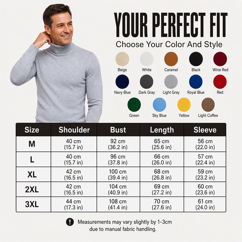 👔Elegante Passform, Business & Alltag – Klassischer Herren-Rollkragenpullover ✨
