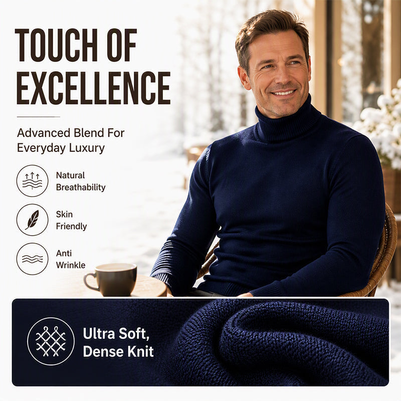 👔Elegante Passform, Business & Alltag – Klassischer Herren-Rollkragenpullover ✨