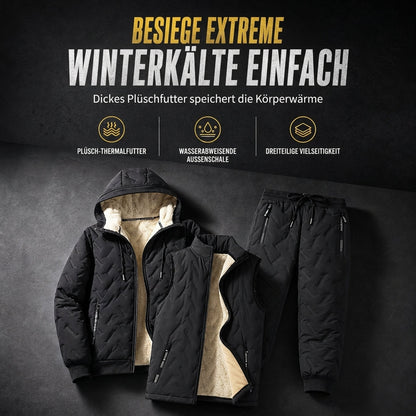 ❄️Ultimative Wärme, winddichter Wärmespeicher – Winter-Set aus gesteppter Kapuzenjacke und Hose für Herren ✨