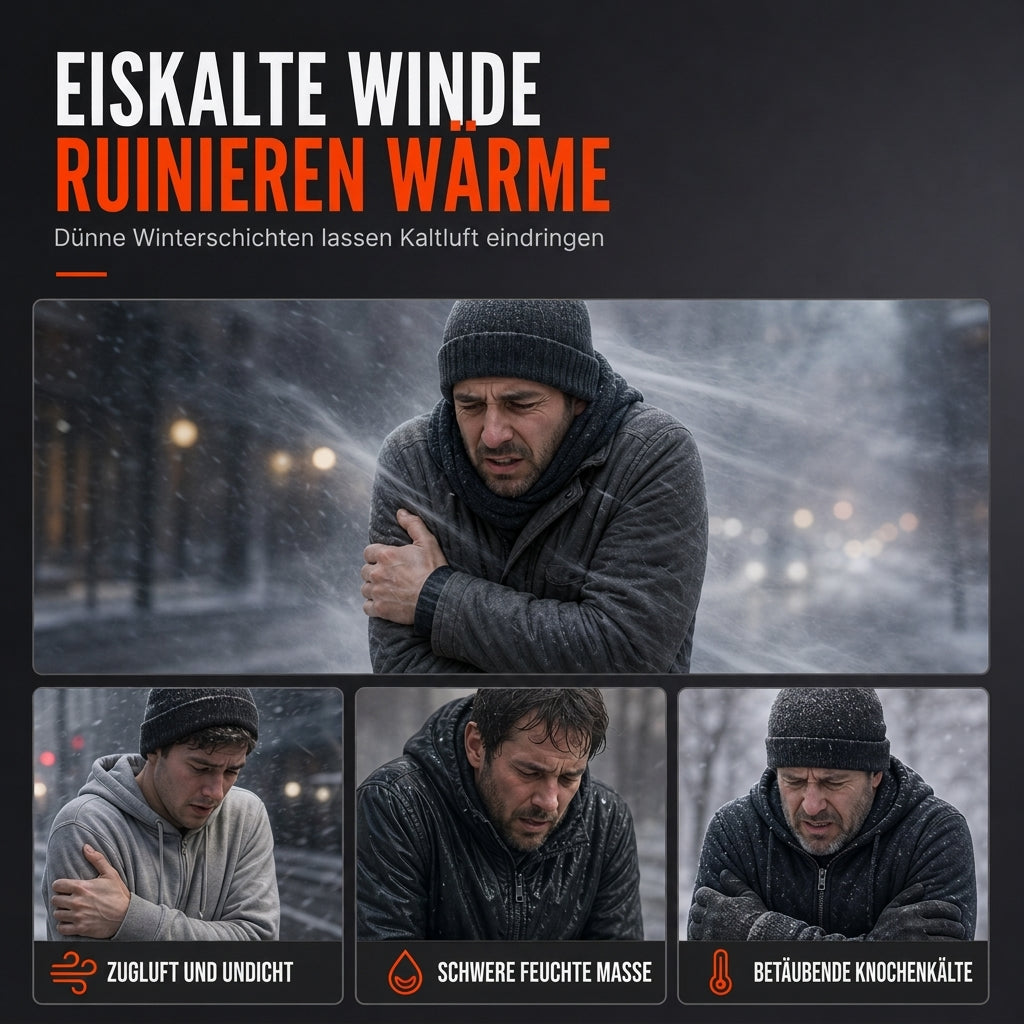 ❄️Ultimative Wärme, winddichter Wärmespeicher – Winter-Set aus gesteppter Kapuzenjacke und Hose für Herren ✨