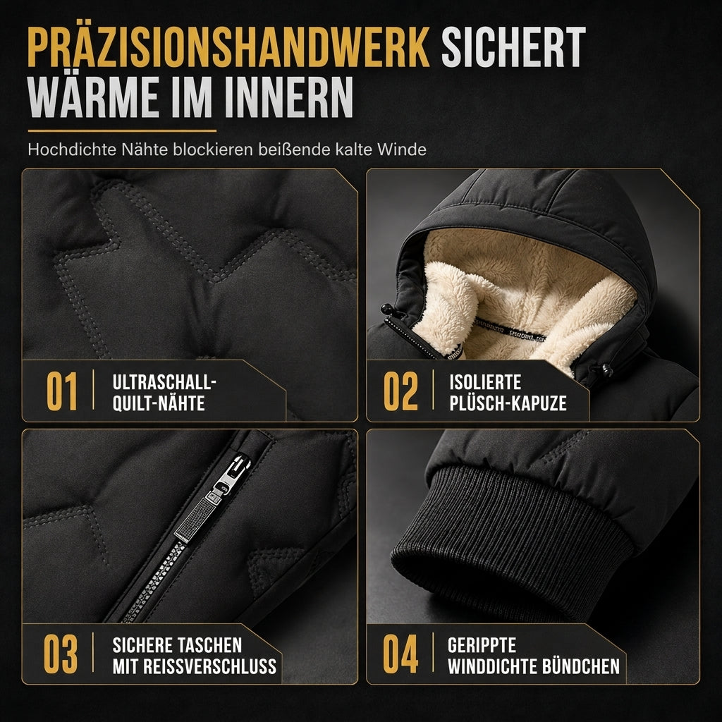 ❄️Ultimative Wärme, winddichter Wärmespeicher – Winter-Set aus gesteppter Kapuzenjacke und Hose für Herren ✨