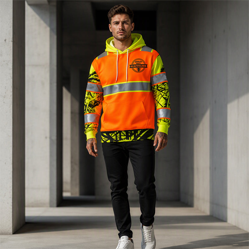 🛍️✨Funktional reflektierend, Outdoor-Sport – Herren Hochsichtbarer Kapuzenpullover ✨