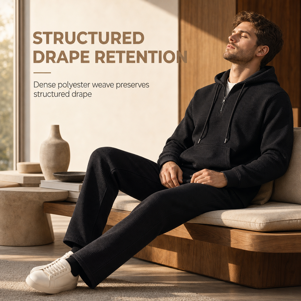 ☁️Strukturierter Komfort, ganztägige Leichtigkeit – Herren Waffelstrick Kapuzen-Set ✨