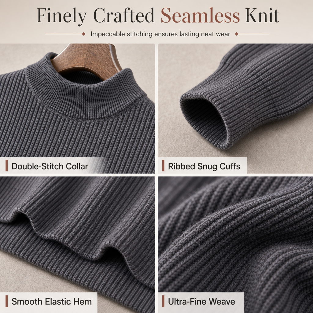 👔Vielseitig für Büro & Freizeit, viele Farben & Größen – Herren-Strickpullover mit Stehkragen ✨