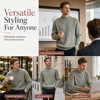 👔Vielseitig für Büro & Freizeit, viele Farben & Größen – Herren-Strickpullover mit Stehkragen ✨