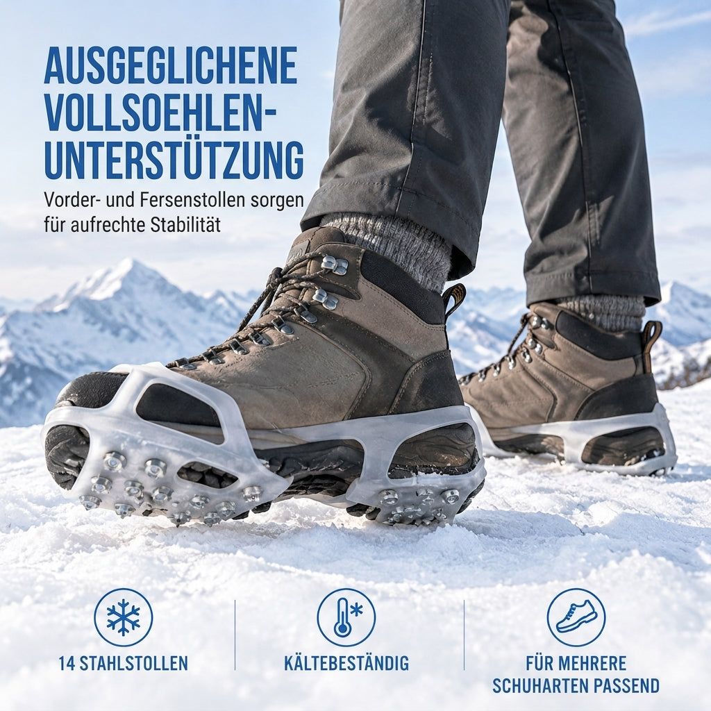 ❄️14 Noppen für sicheren Halt, stabil auf Eis & Schnee – Rutschfeste Schuhabdeckung mit Eisstollen ✨