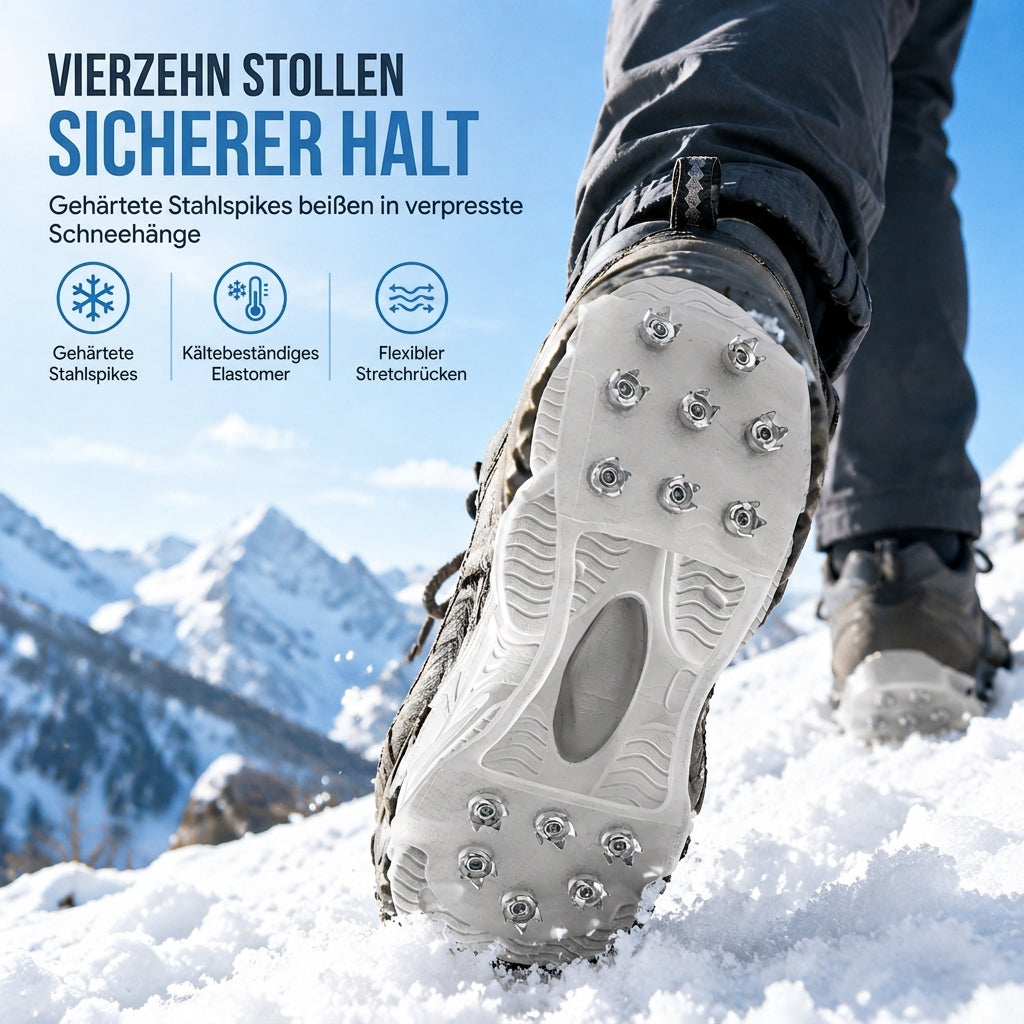 ❄️14 Noppen für sicheren Halt, stabil auf Eis & Schnee – Rutschfeste Schuhabdeckung mit Eisstollen ✨