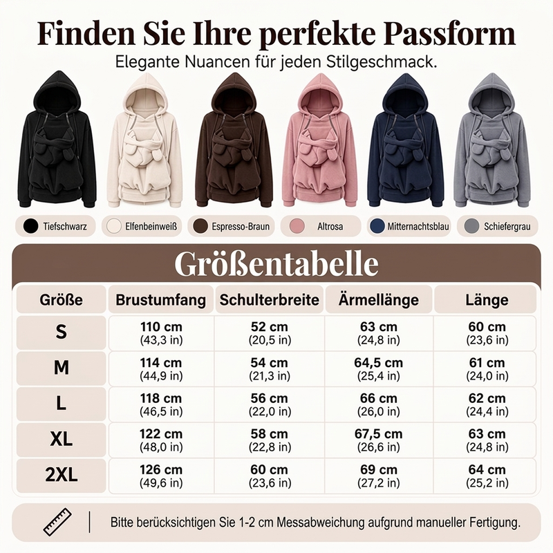Gemütlich warme Kapuzenjacke für das Tragen von Babys