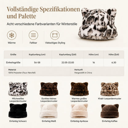 💥50% Rabatt! Nur heute!💥Flauschige Damen-Mütze aus Kunstpelz mit süßen Bärenohren, warme Pullover-Mütze für kalte Wintertage