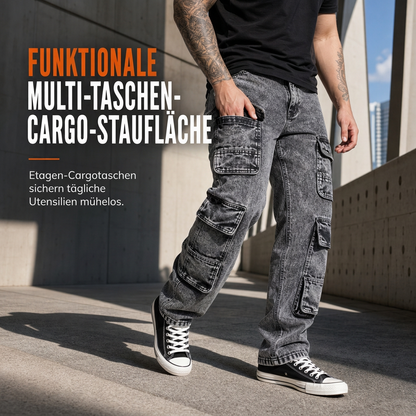 ✨Acid Wash Vintage, Y2K Street – Herren Acid Wash Cargo-Jeans ✨