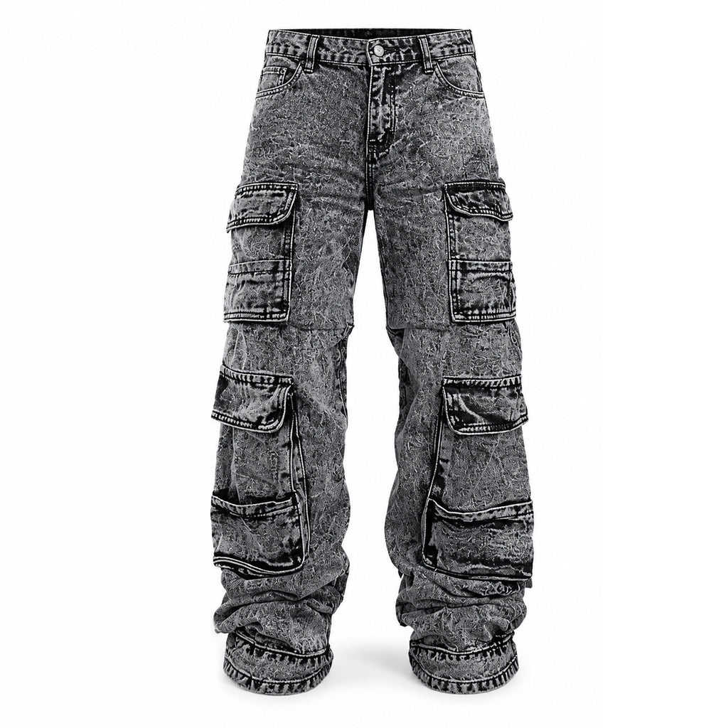 ✨Acid Wash Vintage, Y2K Street – Herren Acid Wash Cargo-Jeans ✨