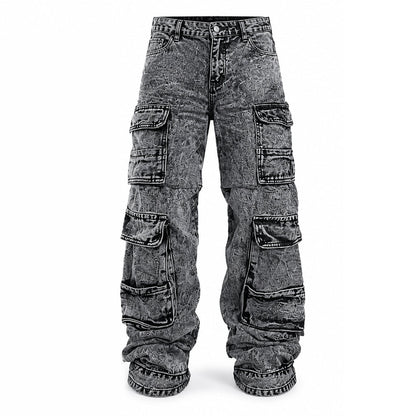 ✨Acid Wash Vintage, Y2K Street – Herren Acid Wash Cargo-Jeans ✨
