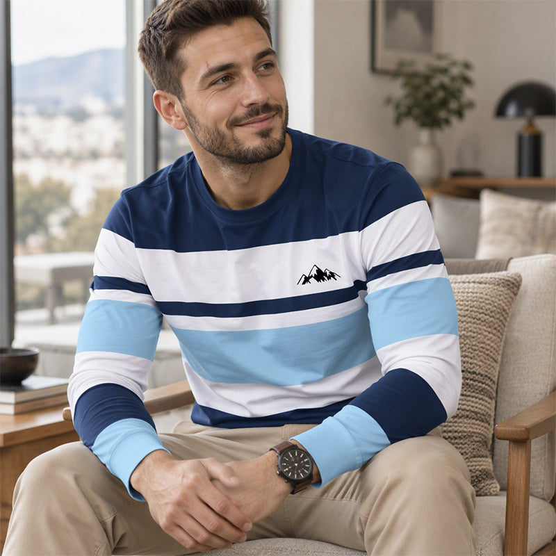 💥Jetzt im Trend! Klassische Streifen, lässig & vielseitig – Herren Langarmshirt mit Rundhals und Streifenmuster ✨