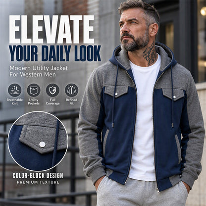 🧥Lässig & vielseitig, ideal für den Alltag – Herren Kapuzenjacke mit Farbblock-Muster und Reißverschluss ✨
