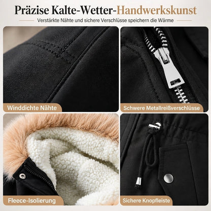 ❄️Dicht & warm, winterlicher Windschutz – Damen Winterparka mit Kunstfellkapuze ✨