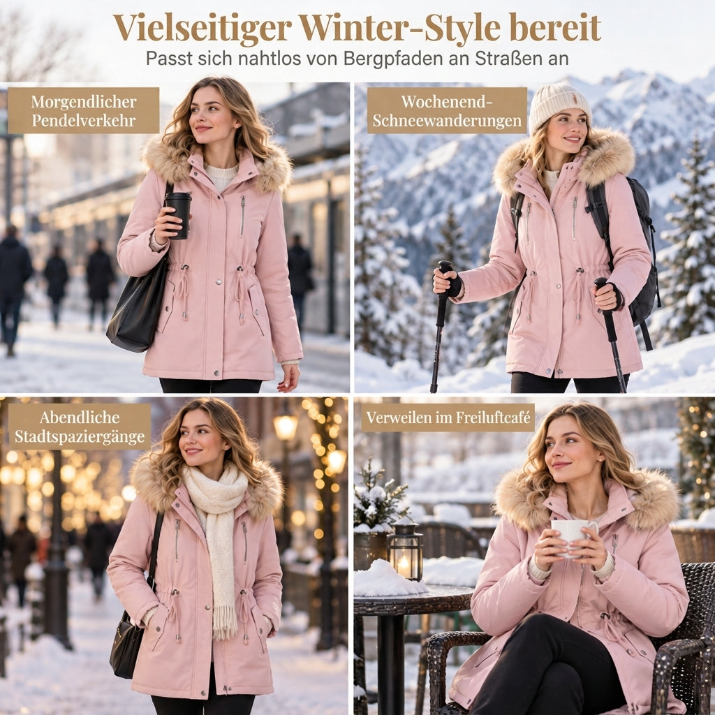 ❄️Dicht & warm, winterlicher Windschutz – Damen Winterparka mit Kunstfellkapuze ✨