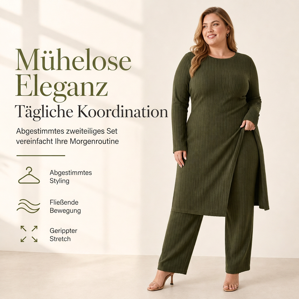👗Praktisches Zweiteiler-Set, viele Größen – Damen Rippstrick-Set ✨