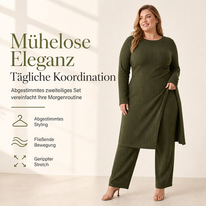 👗Praktisches Zweiteiler-Set, viele Größen – Damen Rippstrick-Set ✨