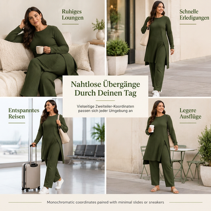 👗Praktisches Zweiteiler-Set, viele Größen – Damen Rippstrick-Set ✨