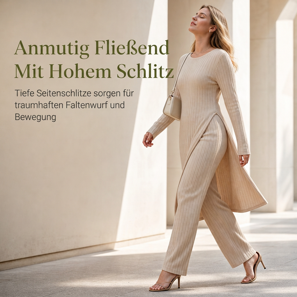 👗Praktisches Zweiteiler-Set, viele Größen – Damen Rippstrick-Set ✨