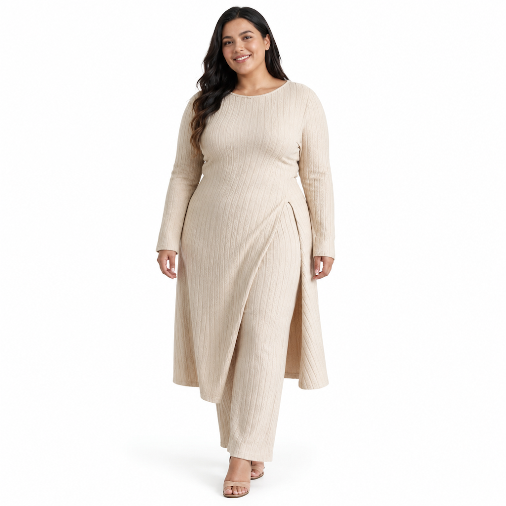 👗Praktisches Zweiteiler-Set, viele Größen – Damen Rippstrick-Set ✨