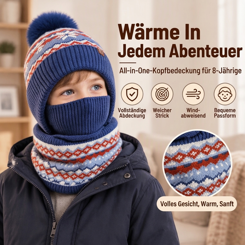 🧒Kinderfreundlich & sicher, leicht an- und auszuziehen – Winddichte wärmende Kinder-Wintersturmhaube ✨