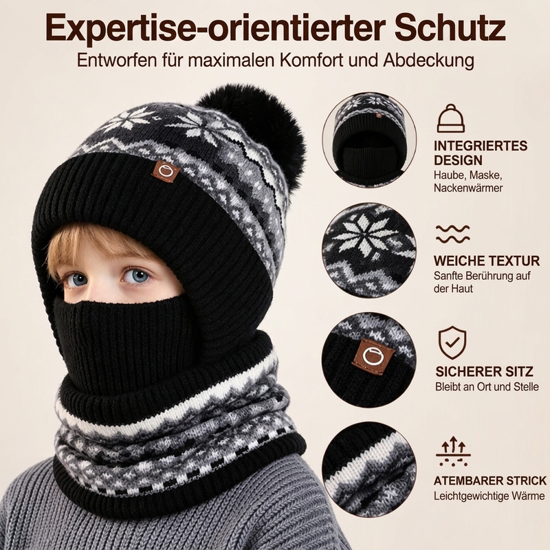 🧒Kinderfreundlich & sicher, leicht an- und auszuziehen – Winddichte wärmende Kinder-Wintersturmhaube ✨