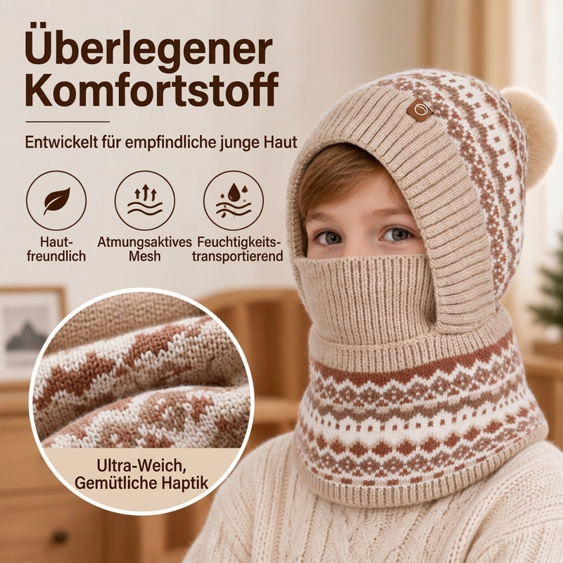 🧒Kinderfreundlich & sicher, leicht an- und auszuziehen – Winddichte wärmende Kinder-Wintersturmhaube ✨