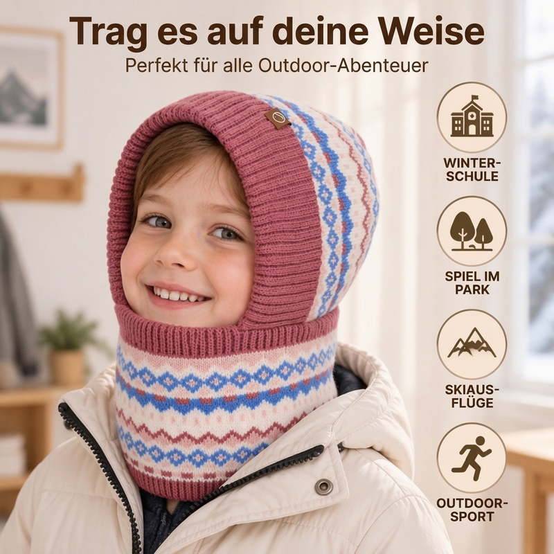 🧒Kinderfreundlich & sicher, leicht an- und auszuziehen – Winddichte wärmende Kinder-Wintersturmhaube ✨