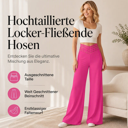 👖Hohe Taille & weites Bein, schmeichelnde Passform – Lässige hochtaillierte Weitbeinhose für Damen ✨