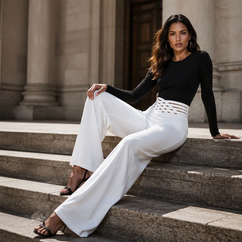 👖Hohe Taille & weites Bein, schmeichelnde Passform – Lässige hochtaillierte Weitbeinhose für Damen ✨