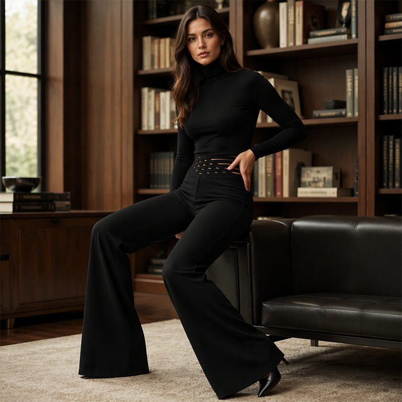 👖Hohe Taille & weites Bein, schmeichelnde Passform – Lässige hochtaillierte Weitbeinhose für Damen ✨