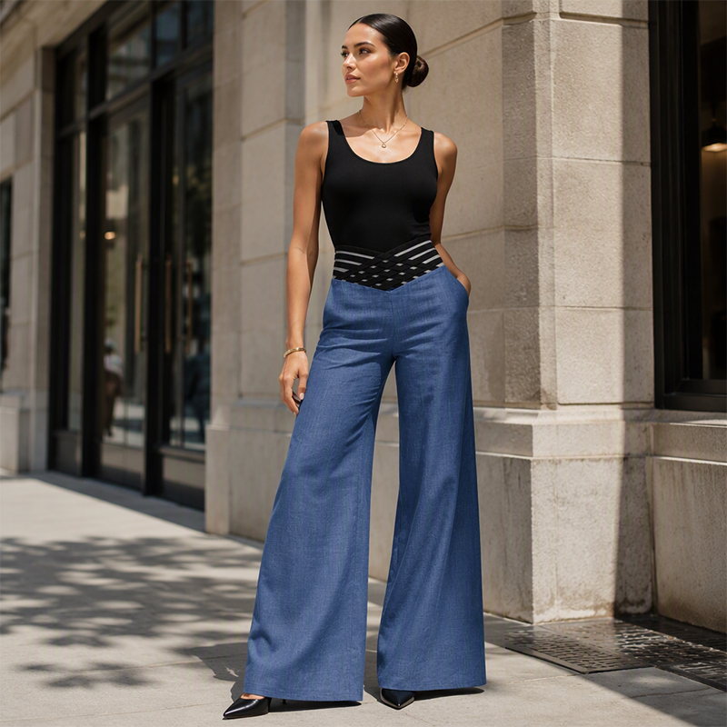 👖Hohe Taille & weites Bein, schmeichelnde Passform – Lässige hochtaillierte Weitbeinhose für Damen ✨