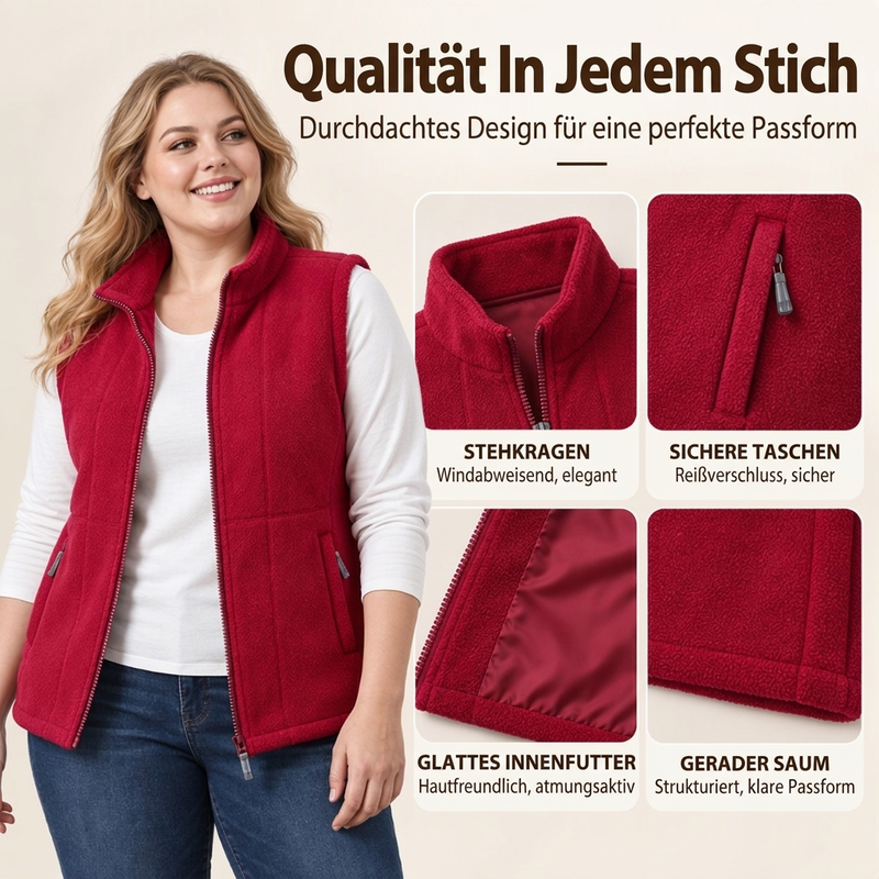 🧣Stehkragen-Wärme, ideal für den Alltag – Damen Stehkragen Wärmende Gefütterte Weste ✨