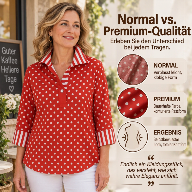 Lässig & vielseitig, ideal für den Alltag – Damen-Kariertes Polka-Dot-Hemd mit gestreiftem Kragen ✨