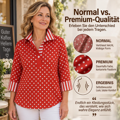 Lässig & vielseitig, ideal für den Alltag – Damen-Kariertes Polka-Dot-Hemd mit gestreiftem Kragen ✨