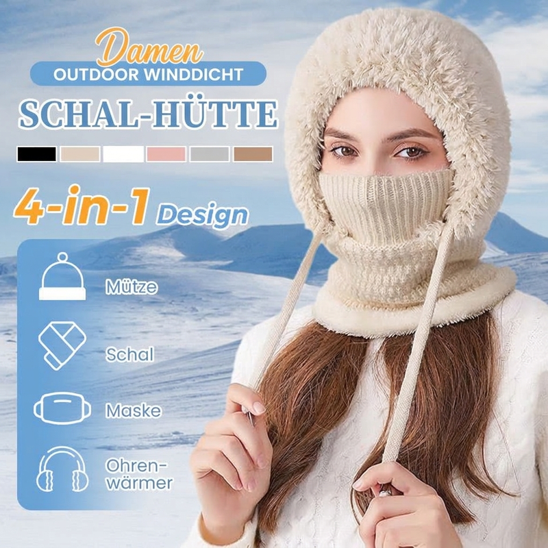 🧣All-in-One winddicht, warm & praktisch – Damen Outdoor-Schal mit Mütze ✨