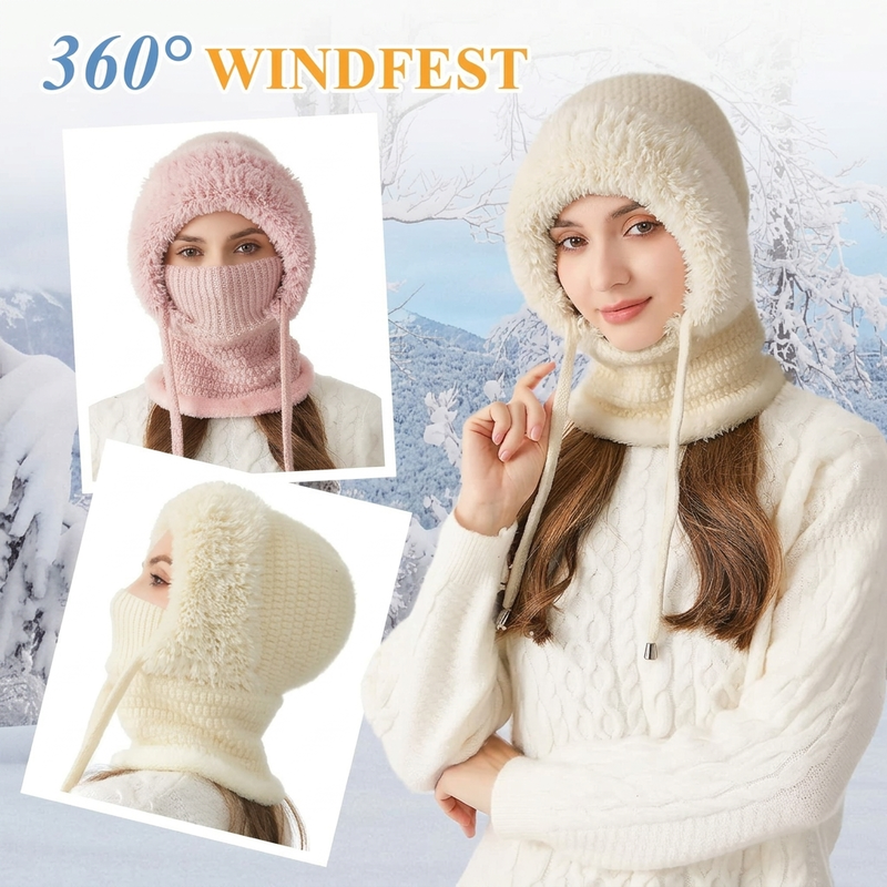 🧣All-in-One winddicht, warm & praktisch – Damen Outdoor-Schal mit Mütze ✨