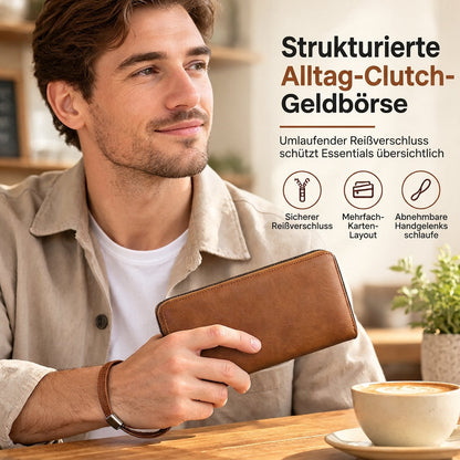 🛡️💳 Herren lange Geldbörse mit Reißverschluss | Kein unordentliches Portemonnaie, kein Suchen nach Karten – Großes Fassungsvermögen, multifunktionaler Kartenhalter & Clutch-Tasche ✨