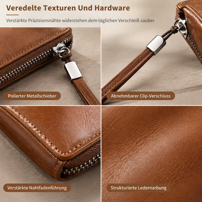 🛡️💳 Herren lange Geldbörse mit Reißverschluss | Kein unordentliches Portemonnaie, kein Suchen nach Karten – Großes Fassungsvermögen, multifunktionaler Kartenhalter & Clutch-Tasche ✨