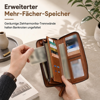 🛡️💳 Herren lange Geldbörse mit Reißverschluss | Kein unordentliches Portemonnaie, kein Suchen nach Karten – Großes Fassungsvermögen, multifunktionaler Kartenhalter & Clutch-Tasche ✨