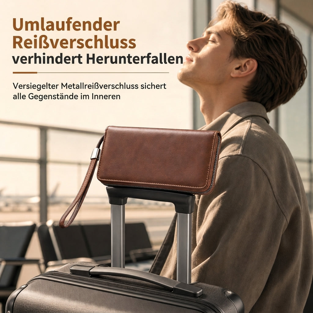 🛡️💳 Herren lange Geldbörse mit Reißverschluss | Kein unordentliches Portemonnaie, kein Suchen nach Karten – Großes Fassungsvermögen, multifunktionaler Kartenhalter & Clutch-Tasche ✨