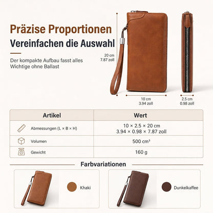 🛡️💳 Herren lange Geldbörse mit Reißverschluss | Kein unordentliches Portemonnaie, kein Suchen nach Karten – Großes Fassungsvermögen, multifunktionaler Kartenhalter & Clutch-Tasche ✨