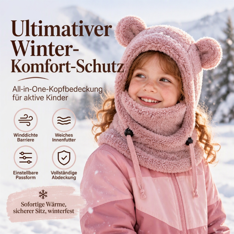 🔥🧸Bestseller | Warme Ohren, Winter draußen – Warme Kindermütze mit Bärenohren