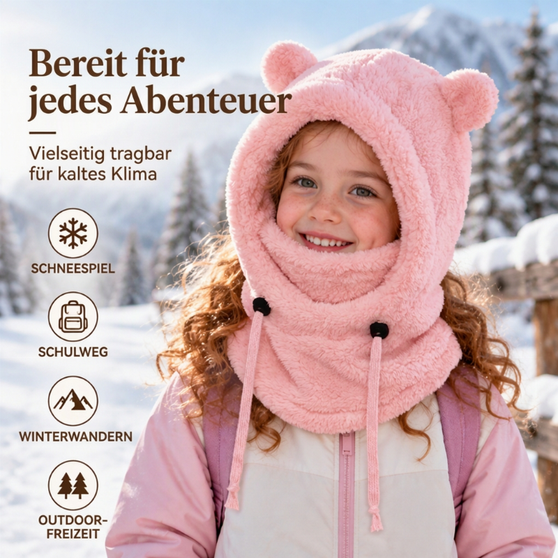 🔥🧸Bestseller | Warme Ohren, Winter draußen – Warme Kindermütze mit Bärenohren