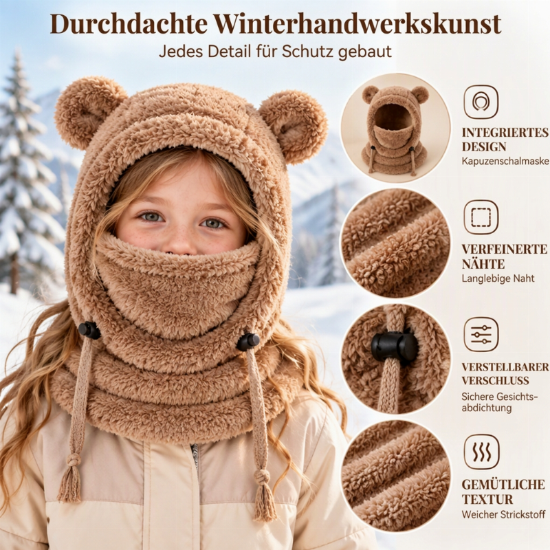 🔥🧸Bestseller | Warme Ohren, Winter draußen – Warme Kindermütze mit Bärenohren