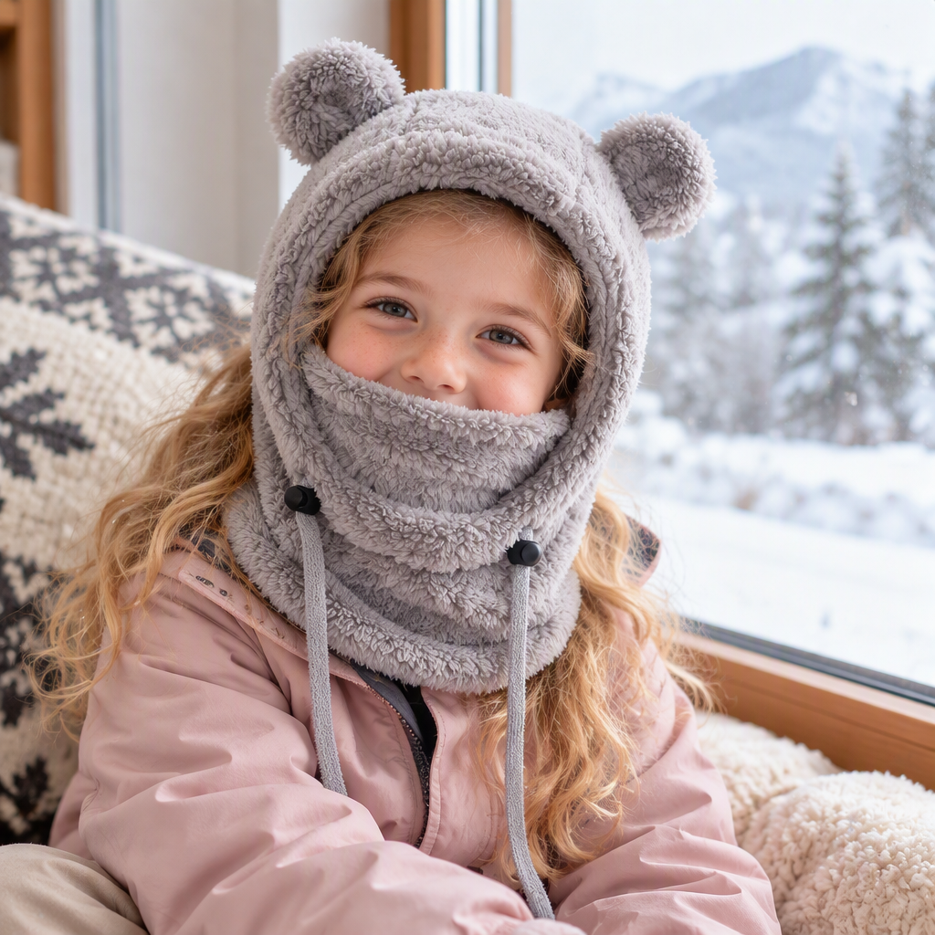🔥🧸Bestseller | Warme Ohren, Winter draußen – Warme Kindermütze mit Bärenohren