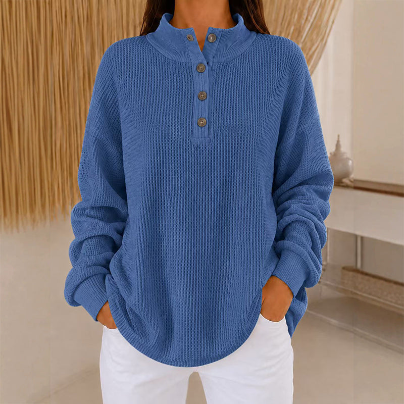 🔥Heiß begehrt! Jetzt sichern!🔥 Damen Waffelstrick Henley Sweatshirt