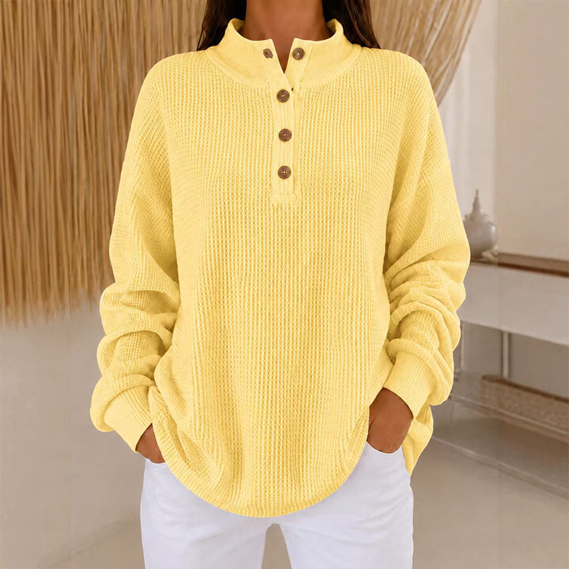 🔥Heiß begehrt! Jetzt sichern!🔥 Damen Waffelstrick Henley Sweatshirt