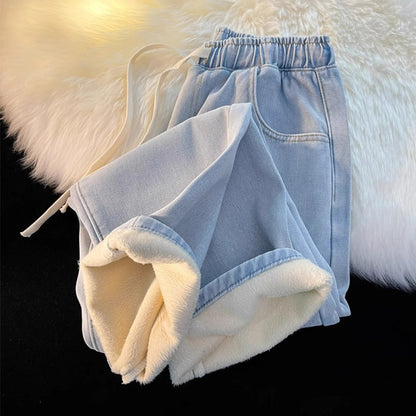 ❄️🔥 Wärmegefütterte Denim-Jeans Damen Geradbeinig